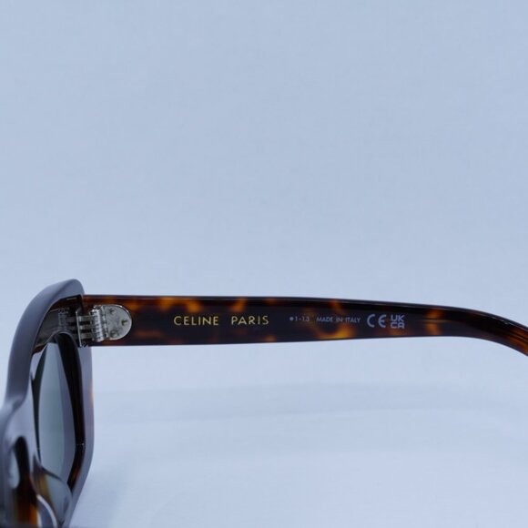 Celine CL40259I 52N Sunglasses Dark Havana Rectangle Frame, Green Lenses - Picture 5 of 10